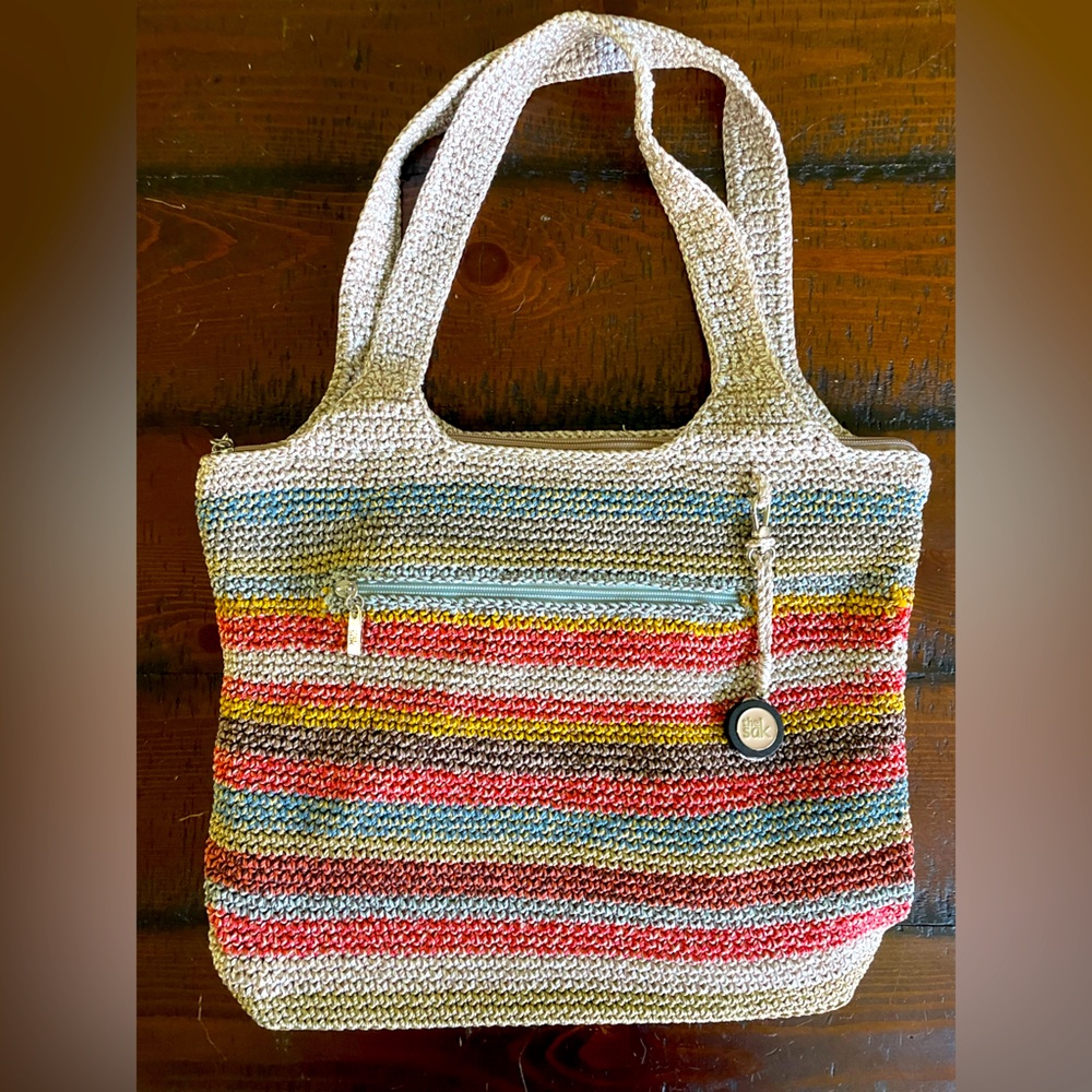 The Sak Multicolor Striped Crochet Tote Bag Gec~